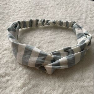 Gray and White Striped Knot Headband